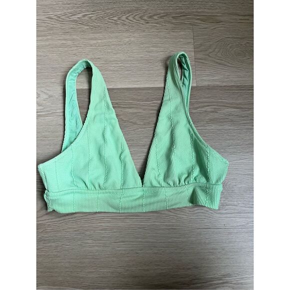 aerie Other - Aerie Triangle Bikini Top Medium Green Elastic Swim Bathing Suit Coverage
